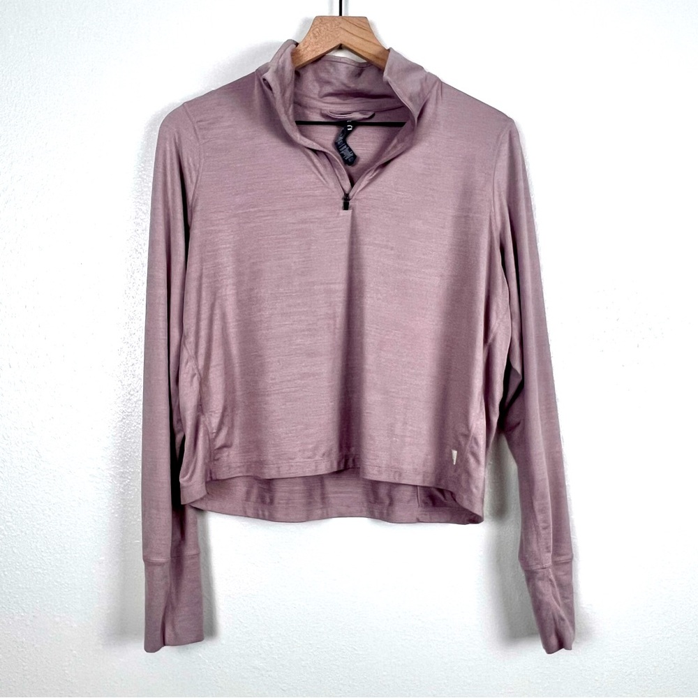 Vuori Light Pink Quarter Zip Cropped Top